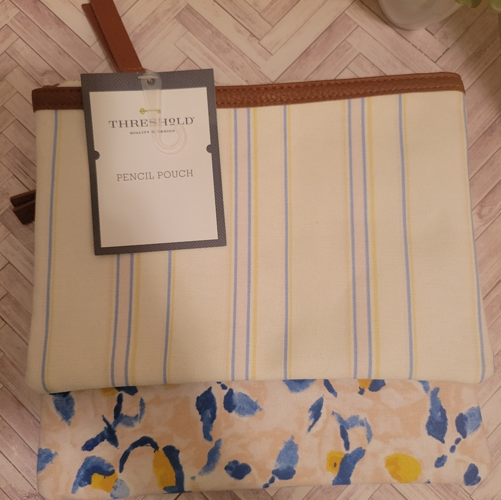 2 Target Threshold Linen lined Pencil Pouch Bundle